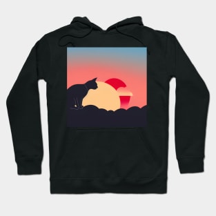 Cat Watching Rising Sunset Hoodie